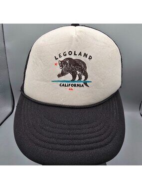 Distressed Legoland California Black & White Snapback Youth Size Trucker Hat